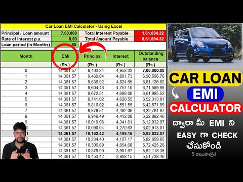 🔥 Car Loan EMI Calculation in Excel |  @sravaninfotelugu