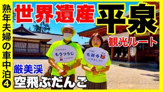 岩手周遊【平泉観光】世界遺産を車で回る　中尊寺・毛越寺・達谷窟毘沙門堂・厳美渓で空飛ぶだんご　熟年夫婦の車中泊旅／キャンピングカーで岩手観光④