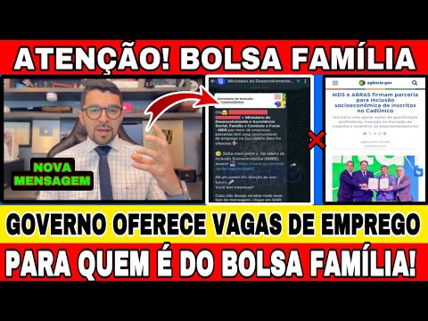 GOVERNO OFERECE VAGAS DE EMPREGO PARA QUEM É DO BOLSA FAMÍLIA! NOVA MENSAGEM ENVIADA!