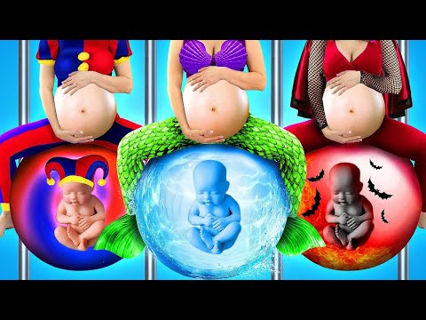 Pregnant Pomni vs Pregnant Vampire vs Pregnant Mermaid! *Best Parenting Life Hacks in JAIL*