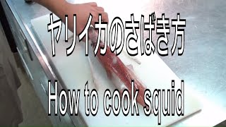 ヤリイカのさばき方 How to cook squid　sashimi Japanese food