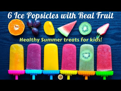 6 Ice Popsicles w/ Real Fruit in 6 minutes | Healthy Fruit Ice Cream / Fruit Popsicles at Home