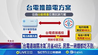 台電節能新方案! "遠端幫你關冷氣"每月至少省48元 用電尖峰"遠端幫關冷氣" 台電:家裡有客人可改回來｜記者 楊沚豫 張庭翔｜【台灣要聞】20240627│三立iNEWS