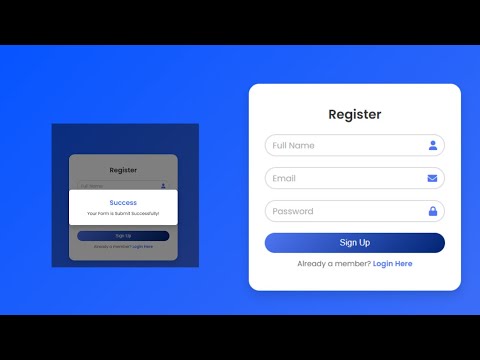 Registration Form Using HTML CSS And JavaScript and Modal Success | Signup Form using html css js