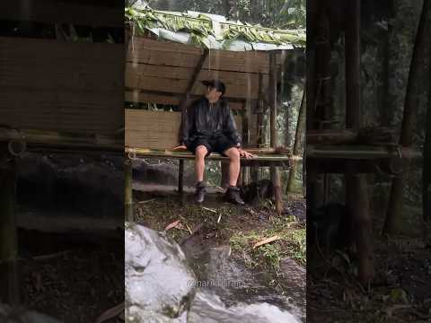 BUSHCRAFT IN THUNDERSTORM‼️ #shorts