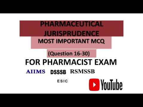 Jurisprudence MCQ Part 2 Pharmaceutical Jurisprudence | Drug Inspector,AIIMS,ESIC,RSMBB,NIPER,GPAT