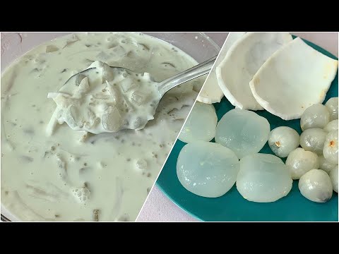 The Most Amazing Summer Dessert! Refreshing Coconut Milk Drink With Ice Apple Litchi Salad & Tapioca