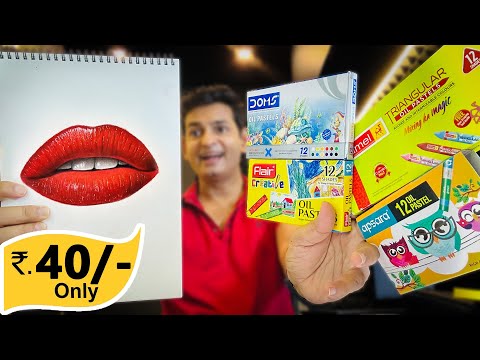 Start Realistic Drawing with ₹ 40 only | 100 Days Challenge-Day 33 | Best Cheapest Oil Pastel Ever