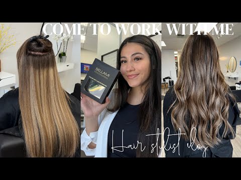 COME TO WORK WITH ME | FULL DAY OF HAIR EXTENSIONS, BELLAMI HAIR, SALON VLOG