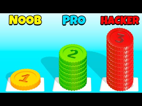 NOOB vs PRO vs HACKER - Coin Stack Puzzle