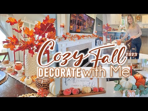 🍁COZY FALL 🍁DECORATE WITH ME 2023 Part 2 | Warm & Cozy | FALL LIVING AND DINIGN ROOM Decorating