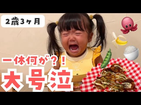 【たこ焼き】喜怒哀楽に忙しい2歳🙂‍↕️英語と日本語で会話/2歳4歳姉妹/バイリンガル/ディズニー英語