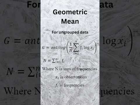 Geometric Mean - Measures of central tendency (Ungrouped data) #mean #statistics