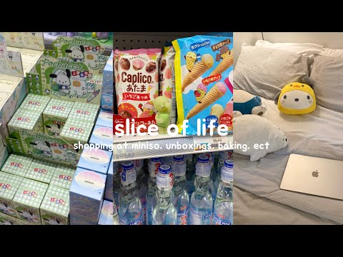 slice of life !! shopping at miniso, unboxings, baking, ect