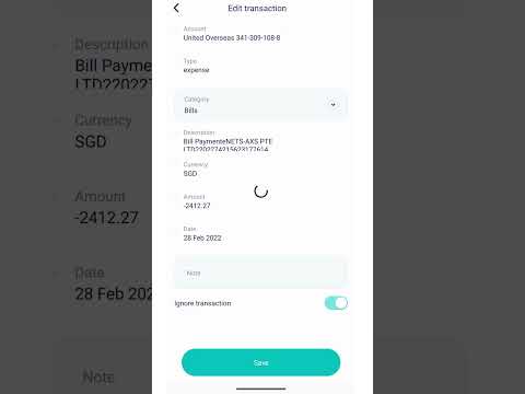 How to ignore bank transaction on Planner Bee mobile app