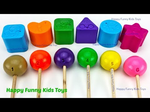 Learn Colors and Shapes with Play Doh Lollipops Surprise Toys Shopkins 2 Gift Boxes Kinder Eggs