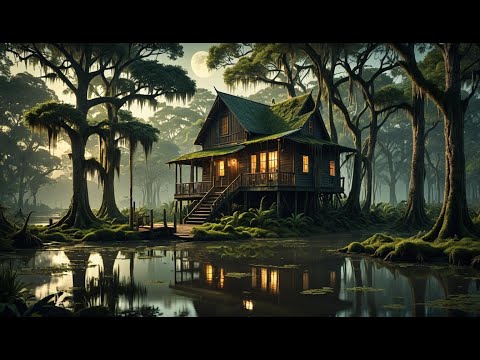 Swamp Sounds with Banjo Music - Frogs, Crickets, Nature Sounds, Banjo