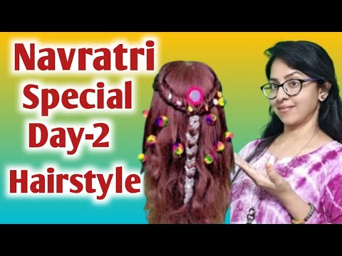 How to Creat Hairstyle for Navratri day-2 ll Beautyful Navratri Hairstyle Look❤️💫