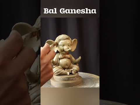 Cute Baby Ganesha murti making with clay