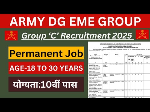 🔴 Indian Army Recruitment 2024| Indian Army DG EME Group C Recruitment 2024|Apply Now For 625 Post|