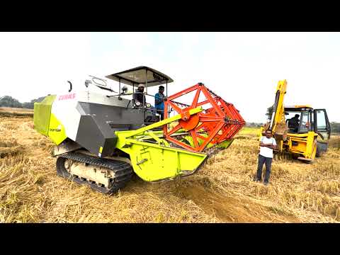 JCB 3DX Road Construction for CLAAS CT-40 Combine | John Deere 5310 4X4 Harvester Transport.