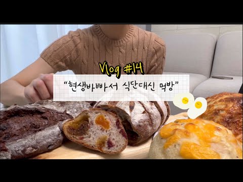 Vlog #14 | 현생바빠서식단대신먹방(깜빠뉴, 매콤치킨빵,도미노피자, 뿌링클, 잠실더히어로카페,야채곱창,젤라또,김치찌개,불닭볶음면,애증의단호박)