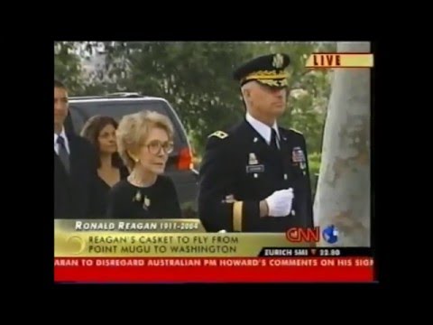 President Ronald Reagan's casket removed from the presidential library, June 9, 2004