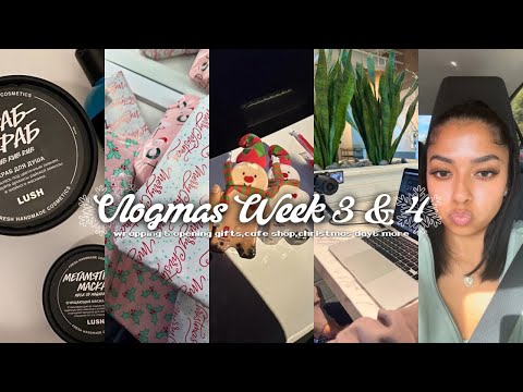 VLOGMAS 3 & 4 : gift wrapping, christmas day, cafe shop,grwm, and gym