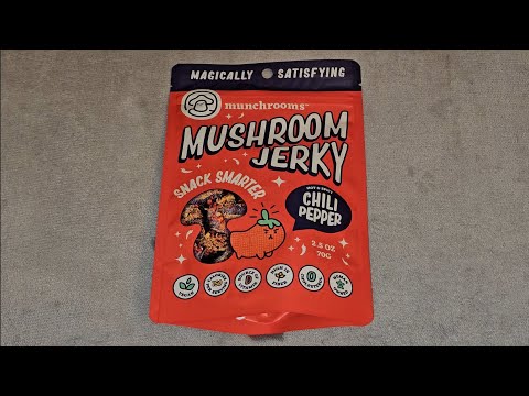 Magically Satisfying Munchrooms Mushroom Jerky Hot & Spicy Chili Pepper Flavor Taste Test Review