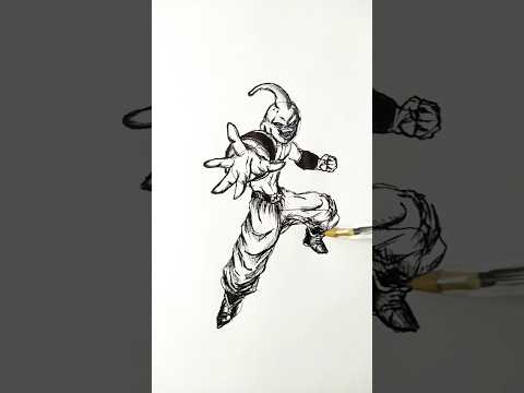 Speed drawing Stick-Majin Buu 😳#shorts #anime #drawing