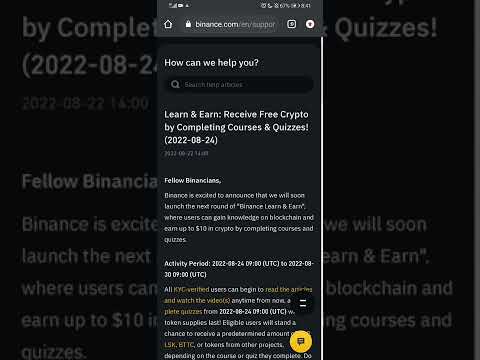 UPCOMING BINANCE LEARN AND EARN QUIZ ON (24 AUG 2022)