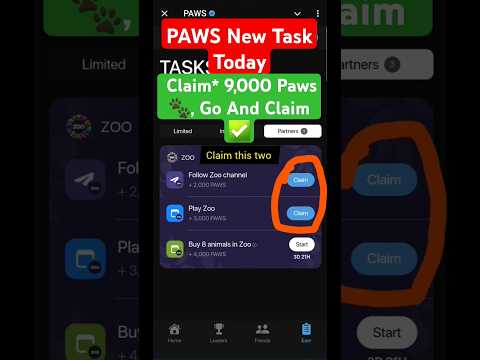 PAWS New Task Today | Paws & Zoo PartnerShip Task In Paws | Paws New Task | Paws Airdrop #paws