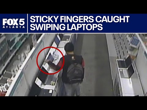 Surveillance catches thief casually swiping laptops | FOX 5 News