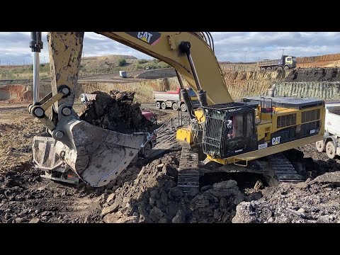 Caterpillar 390D Excavator Loading Overburden On Mercedes And MAN 4 Axle Trucks - Interkat SA