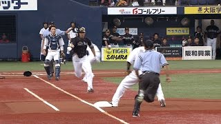 【プロ野球パ】ギータがダイナミックな走り、内野安打で出塁 2015/08/18 Bs-H