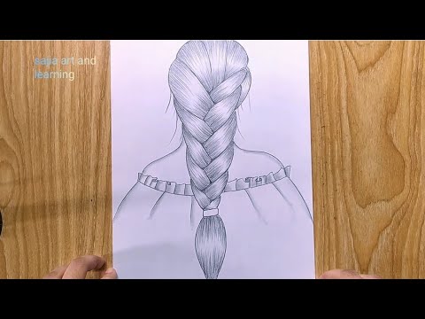 how to draw girl with braid | how to draw a girl backside braid hairstyle | easy hairstyle sketch