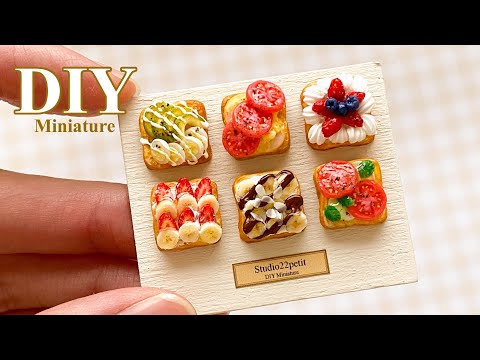 DIY | Miniature 6 types of toast arrangement made with clay and resin