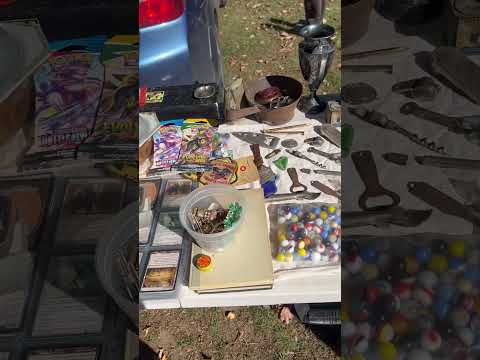 A quick peek at my flea market set up today Quechee, Vermont #FleaMarket #Antique #Vintage #tins￼