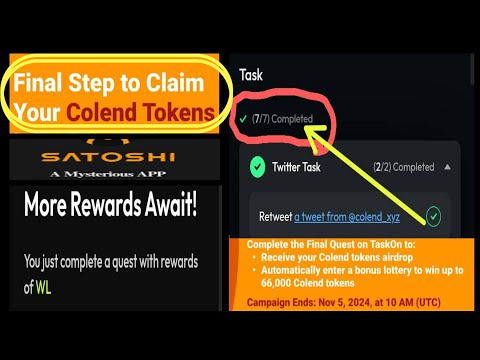 Satoshi: Claim Colend Tokens! - Final Task to withdraw colend airdrop | Colend email task