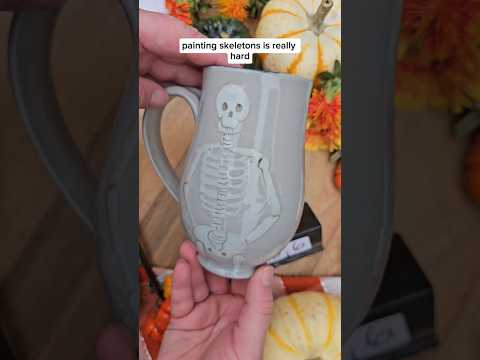 Skeleton Mug #NowWhatPotteryWorks #Halloween #Mug #Skeleton #Pottery #JokeMug #Mug #GlazeVideo #Art