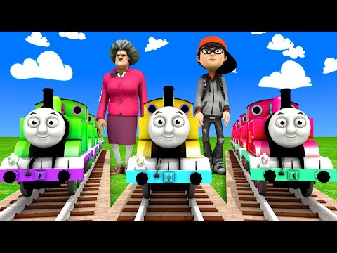 【踏切アニメ】あぶない電車 THOMAS FRIENDS RAINBOW COLORS Railroad Crossing Animation #train #5