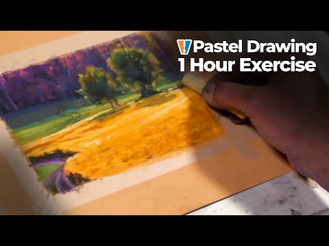 Landscape Drawing Lesson - Pastel Landscape Colorful Field