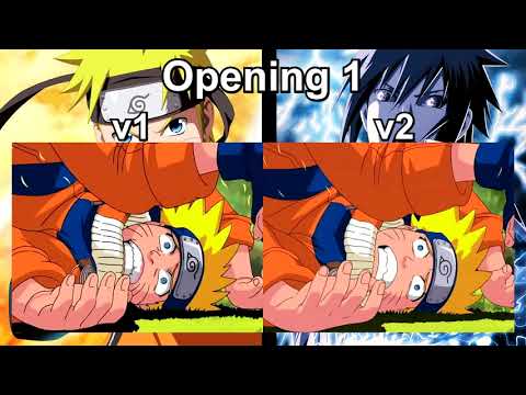 Naruto - Opening 1 Comparison - Versions 1-2 (HD - 60 fps)