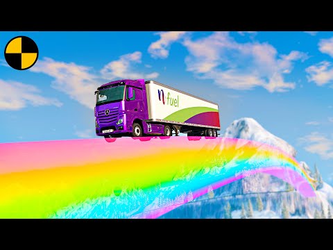 Cars vs Rainbow Road 😱 BeamNG.Drive