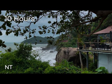 Stormy Ocean Waves Crashing on Rocks in Thailand | Summer Storm Sea Sounds for Sleep & Relaxation