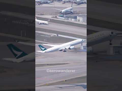 CATHAY PACIFIC A350 takeoff at Hong Kong Airport #shorts #aviation #plane #a350 #takeoff #hongkong