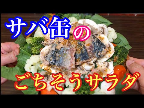 【サバ缶のごちそうサラダ】アレンジOK！アウトドアや急でも簡単に作れます！！