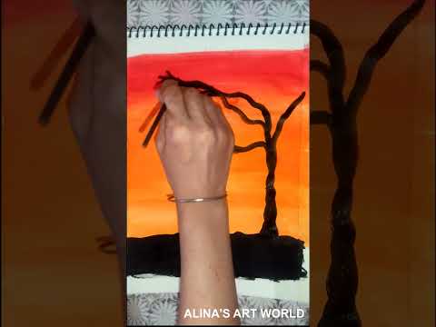 How to draw a sunset | sunset painting #shorts #ytshorts #painting #sunset