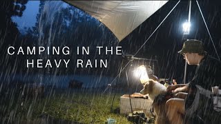 Camping in the heavy rain. Not SOLO camping. Sounds of camping. ASMR