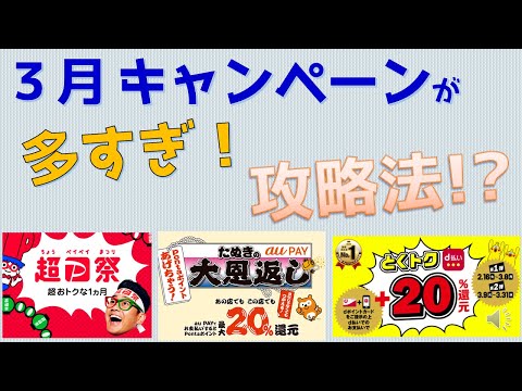 3月キャンペーン多すぎ！PayPay・auペイ・d払いの攻略法を紹介します！？